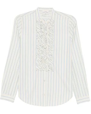 forte_forte Ruffled Striped Shirt - White