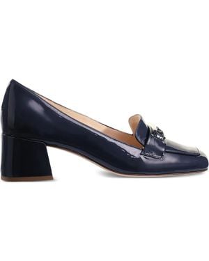 Högl Helen Patent-Leather Block-Heel Loafers - Blue