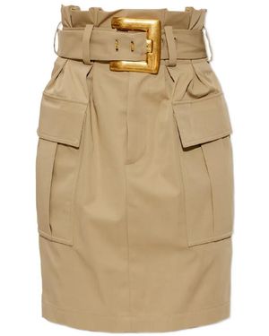 Balmain Falda Con Cintura Paperbag - Neutro