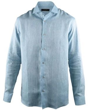 Moorer Buttoned Long-Sleeved Shirt - Blue