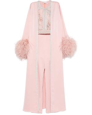 Reem Al Dhaheri Embroidered Feathered Jumpsuit - Pink