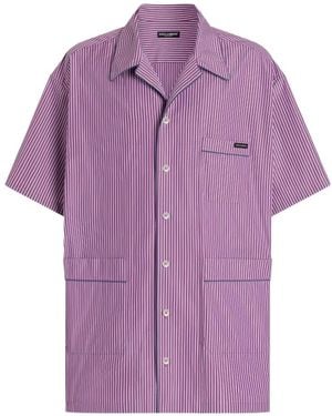 Dolce & Gabbana Hawaii Striped Poplin Shirt - Purple