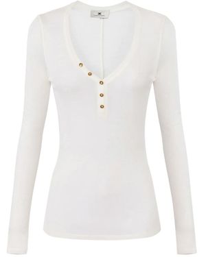 Elisabetta Franchi Henley-Neck Top - White
