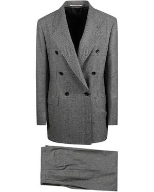 Tagliatore Double-Breasted Checked Suit - Grey