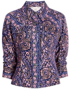 Cinq À Sept Canyon Fluwelen Jack Met Paisley - Blauw