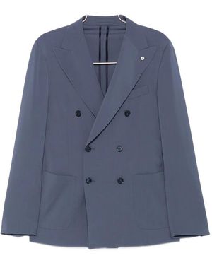 Luigi Bianchi Double-Breasted Peak-Lapel Suit - Blue
