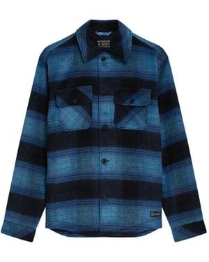 Scotch & Soda Check-Print Flannel Shirt - Blue