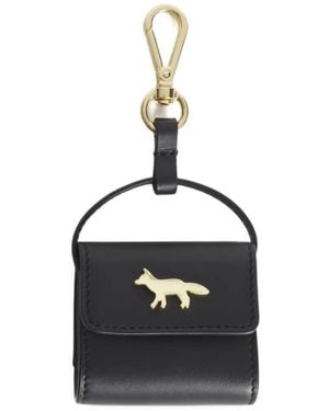 Maison Kitsuné Edie Fox-Plaque Leather Airpods Holder - Black