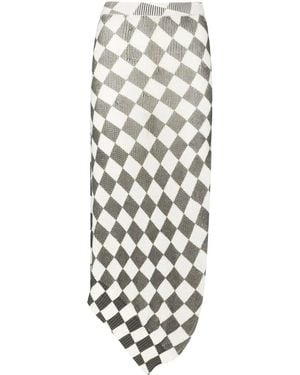 MM6 by Maison Margiela Checkerboard-Pattern Asymmetric Skirt - Multicolour