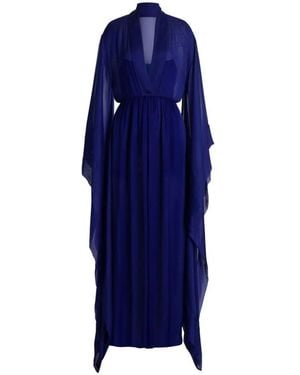 Alberta Ferretti Flowing-Sleeves Silk Maxi Dress - Blue