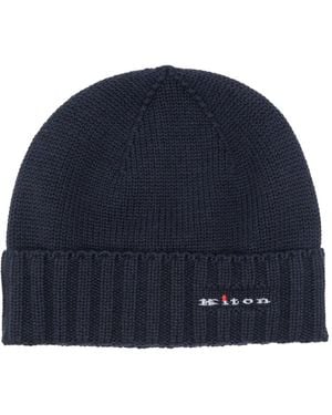 Kiton リブビーニー - ブルー