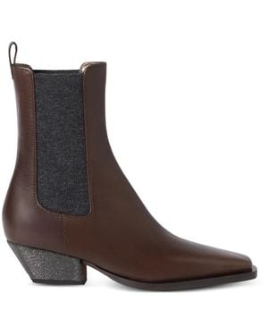 Brunello Cucinelli Chelsea-Boots Mit Elegantem Absatz - Braun