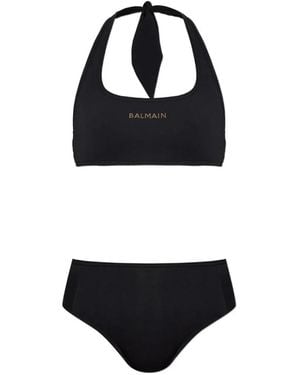 Balmain Logo-Embellished Bikini - Black