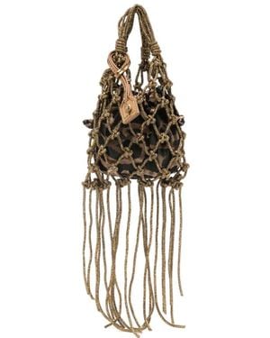 Kurt Geiger Mini Fringed Leopard Print Backpack - Metallic