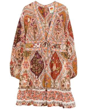 FARM Rio Robe Romantic Nature À Coupe Courte - Pink