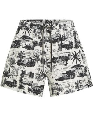 KARL LAGERFELD Graphic-Print Swim Shorts - White