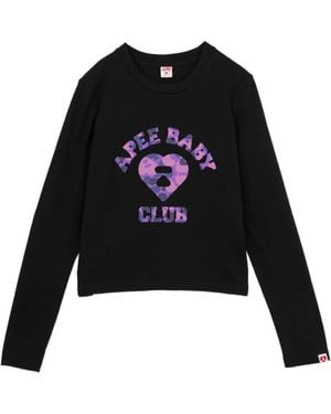 AAPE BY A BATHING AP Camo-Heart Logo T-Shirt - Black