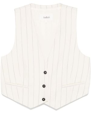 Ba&sh Pinstripe Waistcoat With Asymmetric Hem - White