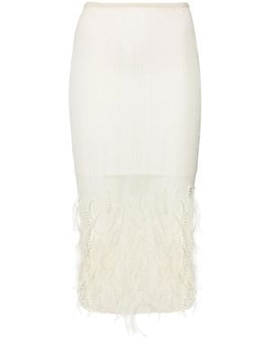 Patrizia Pepe Feather-Detailing Midi Skirt - White