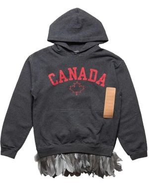 4SDESIGNS Feather Trim Hoodie - Grey
