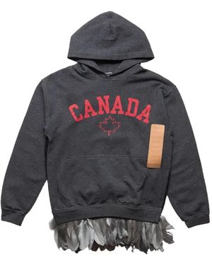 4SDESIGNS Feather Trim Hoodie - Grey