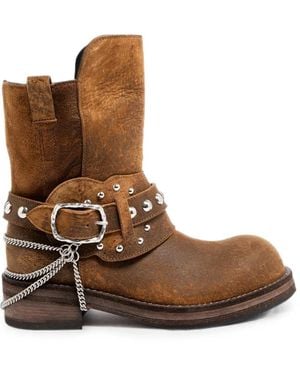 Ann Demeulemeester Boa Stiefel Mit Nieten - Braun