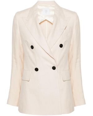 Eleventy Double-Breasted Linen Blazer - Natural