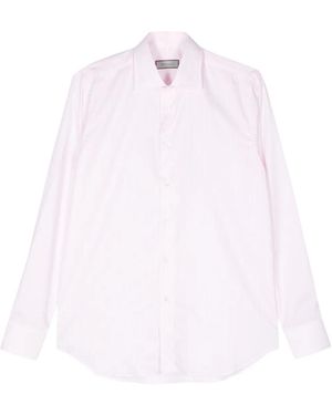 Canali Striped Cotton Shirt - Pink