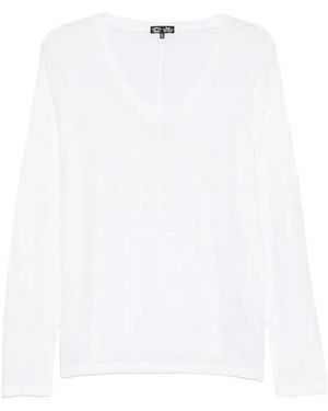 Superdry Top A Maniche Lunghe Con Scollo A V - Bianco