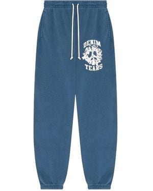 DENIM TEARS College Logo-Print Track Pants - Blue