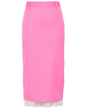 The Attico Midi Skirt With Striped Hem - Pink