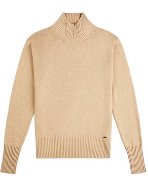 Fay Pullover Mit Geripptem Saum - Natur