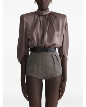 Mugler Draped High Neck Top - Brown