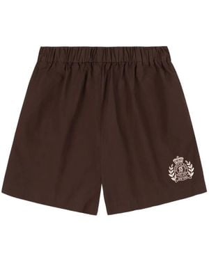 Sporty & Rich H&W Crest Shorts - Brown