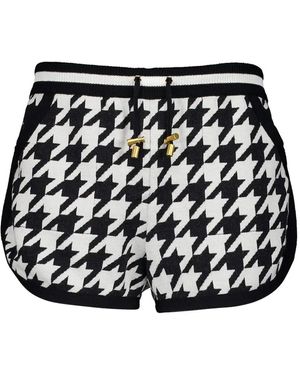 Balmain Shorts mit Hahnentrittmuster - Schwarz
