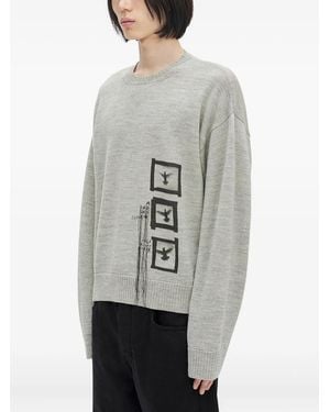 Ann Demeulemeester Pull En Laine À Imprimé Graphique - Gris