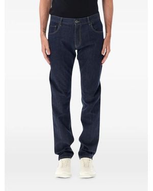 Prada Logo-Patch Straight-Leg Jeans - Blu