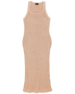Tom Ford Metallic-Threading Midi Dress - Natural