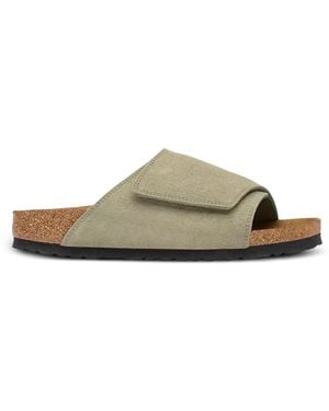 Birkenstock Sandalias Solana Planas De Ante Con Cierre Autoadherente - Verde