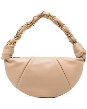 Saint Laurent Mini Amalia Logo-Plaque Tote Bag - Natural