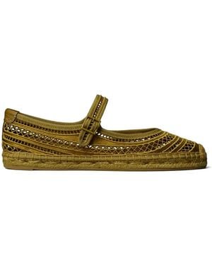 Tory Burch Open Weave Mary Jane Espadrilles - Green