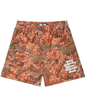 Eric Emanuel Ee Logo-Print Leaf-Print Shorts - Brown