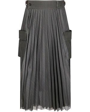 Sacai Glen Check Skirt - Grey