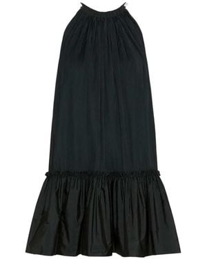 Max Mara Vestido Corto Sin Mangas En Tafetán Plisado - Negro