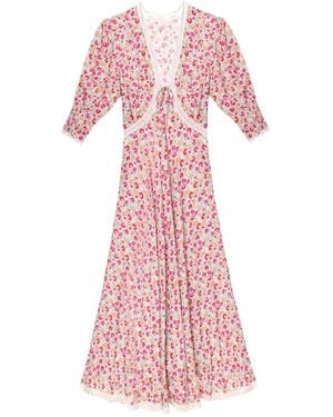 RIXO London Floral Lace-trimmed Midi Dress - ピンク