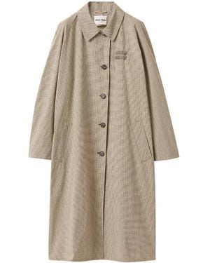 Miu Miu Logo-Patch Trench Coat - Natural