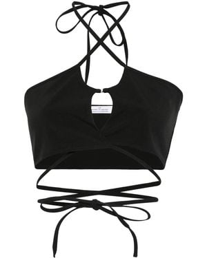 ROKH Crossover-Straps Cropped Top - Black