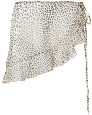Roberto Cavalli Ruffled Animal-Print Skirt - White