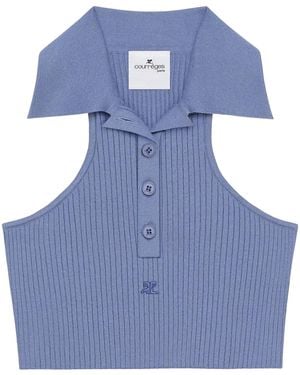 Courreges クロップド ポロシャツ - ブルー
