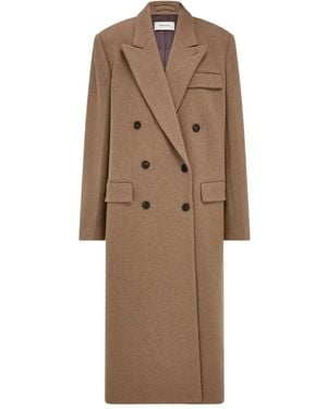 Ferragamo Peak Lapel Double-Breasted Coat - Natural